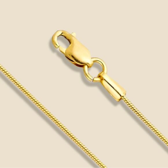 14k Solid Gold  Snake Chain Necklace | 0.7 mm Thickness  | 22” Long | Gift | - Picture 1 of 6